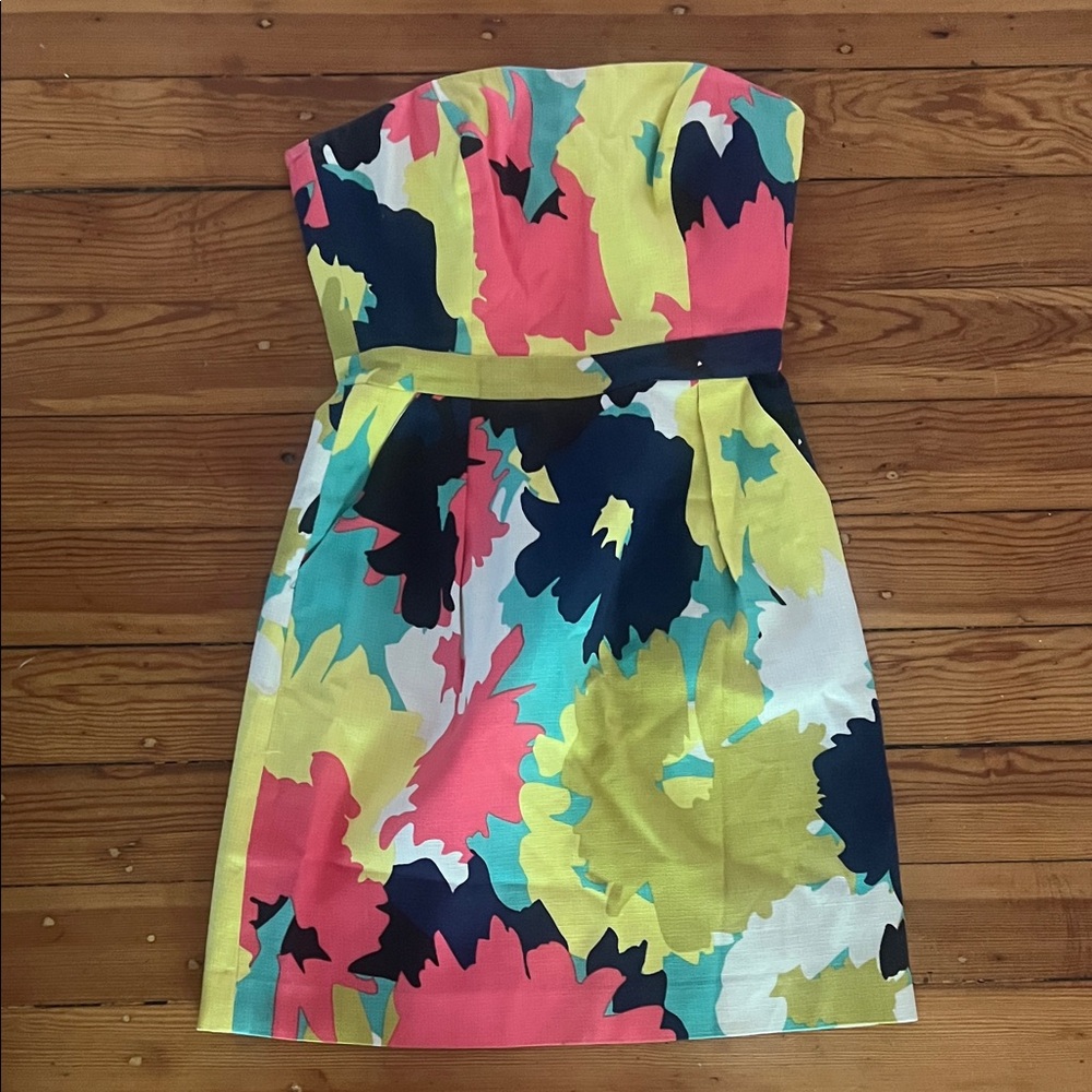Beth Bowley Strapless Dress with Bold Floral Design